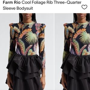 Farm Rio Women's Black Multicolor Bodysuit